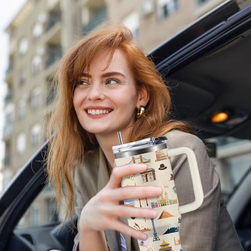 World Travel 40oz Tumbler - I Haven't Been Everywhere But It's on My List, Travellers Stainless Steel Insulated Travel Adventure Awaits Coffee Cup, Birthday Christmas Trip Gifts for Girl Women - Image 2