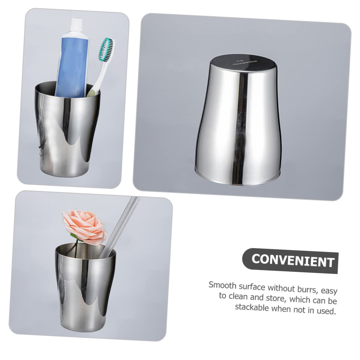 Cabilock 5 Piezas Taza De Lavado De Acero Inoxidable Tazas De Café Taza De Aislada Vaso Copa Botella De Agua Cámping Tazas De Café Cepillo De Acero Inoxidable Silver