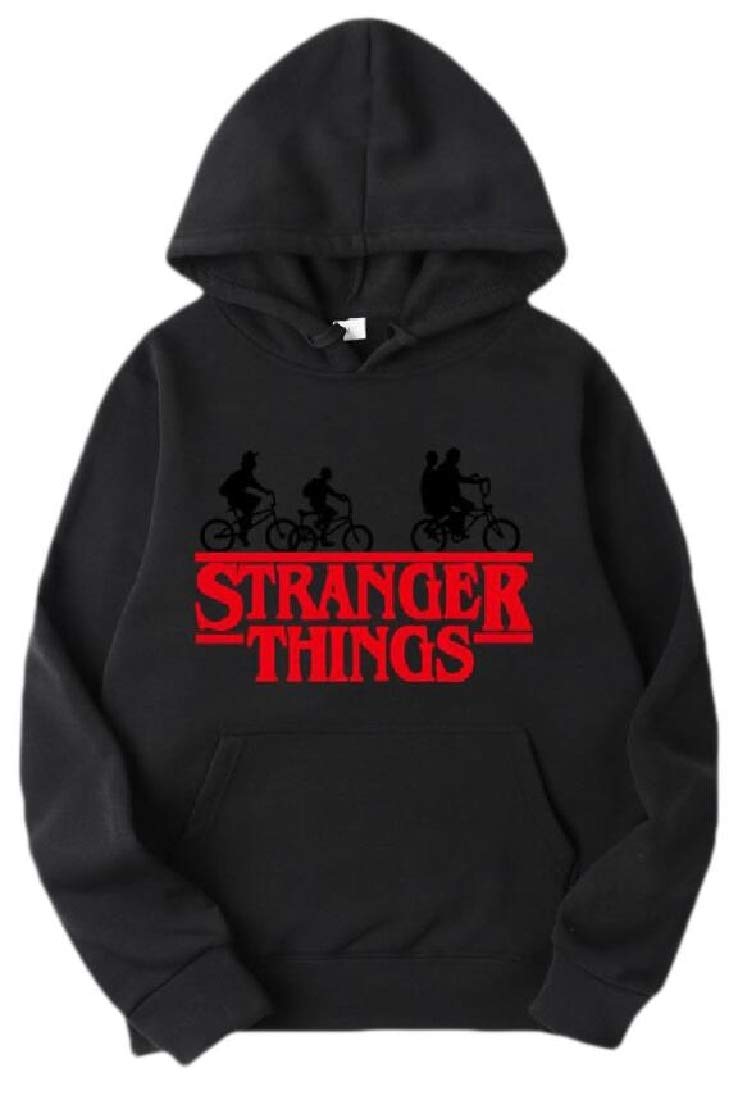 desolateness Men's Hooded Loose Stranger things Letter Printed Sweatshirt