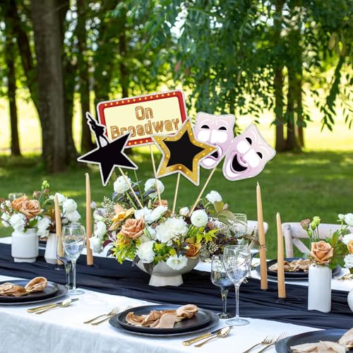 Image of Movie Night Party Centerpiece Sticks,On Broadway Table Centerpiece Sticks,Hollywood Centerpieces Glamorous Movie Theme Party Decoration Supplies.Set of 16