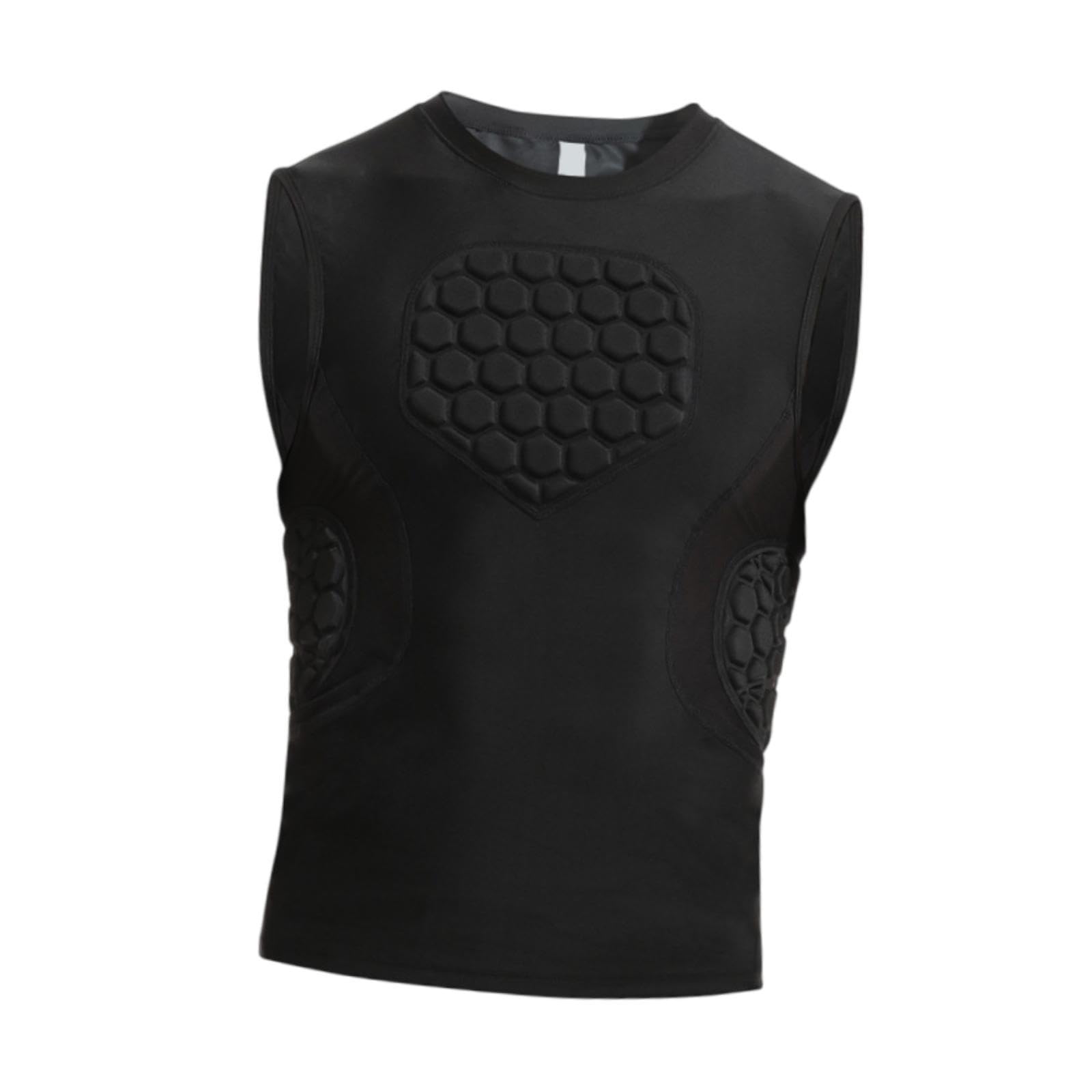 Oshhni Camicia da Compressione Imbottita Camicia per Le Costole toraciche protettore Protettivo Trasparente Gilet Compressione per Il Rugby da Calcio da