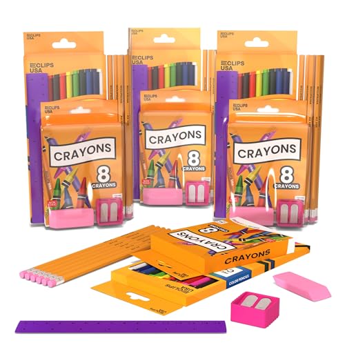 Back to School Supplies Kit for kids, School Supplies Set, school Supply Kit, Colored Pencils For Kids, Color Pencil Set, Crayons Bulk for Classroom, Wooden Pencil #2 (3)