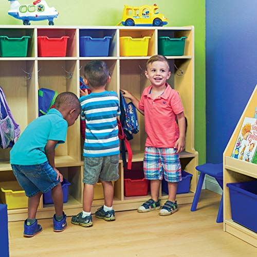 Colorful Essentials 5-Section Laminate Coat Locker with Bench, Shoe Storage Cubbies, Hooks for Backpacks and Hats; Children's Furniture for Classroom, Preschool, Daycare, Home Learning - Maple/Yellow - Thumbnail 5