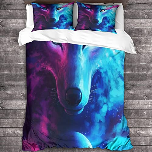 Loup 3D parures de lit housse de couette microfibre adulte