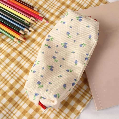 Image of Jowxsx Blue Women Fresh Style Pencil Bag Pencil Case Pen Holder Coin Pouch, Pen Simple Cosmetic Storage Bags Makeup Bag Office Stationery Organizer Pencil and Marker Cases