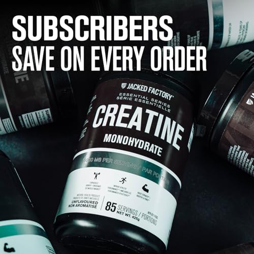 Image of Jacked Factory Creatine Monohydrate Powder 1000g - 5g Daily Creatine Supplement for Men and Women, Vegan-Friendly, Third-Party Tested - 200 Servings, Unflavored (Pack of 2)