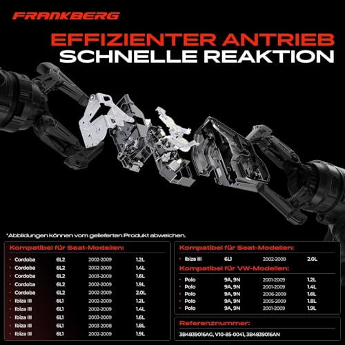 Frankberg Türschloss Stellmotor Hinten Rechts 6-Polig Kompatibel mit Polo 9N Schrägheck 2001-2009 Ibiza III 6L1 Schrägheck 2002-2009 Replace# 3B4839016AN