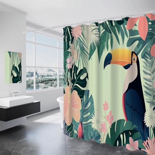 Rideau de douche 150 x 180 cm tropical oiseau imperméable - 2