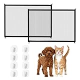 2 Stück Absperrgitter Hund, Türgitter Hunde & Katze, Treppenschutzgitter Ohne Bohren, Türschutzgitter Ohne Bohren, Hundegitter Wohnung für Kleine Haustiere Zuhause & Reisen, 110×72 cm mit 8 Klebehaken