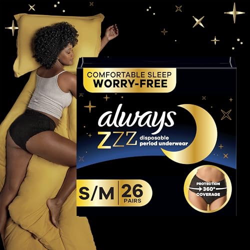 Always ZZZs Disposable Period Underwear, Size S/M, Absorbs 5X More Than an Ultra Thin Overnight Pad, Comfortable Sleep Worry-Free Nights 26 Count - image 9