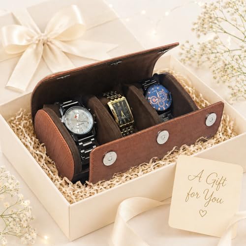 Image of essart Luxury Watch Storage Case - Premium Leather Organizer Box for Exclusive Timepieces, Elegant Display & Protection for Collectors (WR-1013-Croco-Tan)