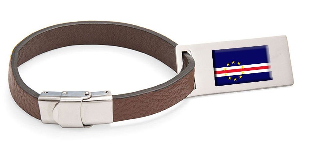 Kap Verde Flagge Leder Kofferanhänger Edelstahl Gravur Text