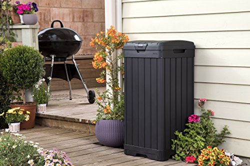 Keter Baltimore 38 Gallon Trash Can With Lid And Drip Tray For Easy Cleaning - Perfect For Patios, Kitchens, And Outdoor Entertaining #TOP3