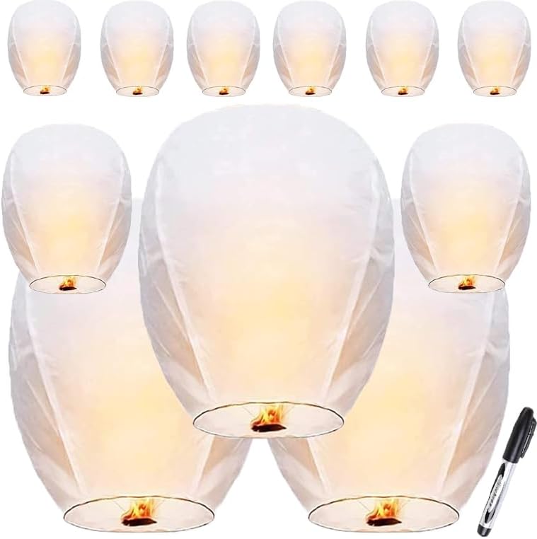10Pcs White Paper Lanterns for Home Decor, Restaurant, Church, Wedding, Birthday Party Decorations, Hanging Instructions, Easy to Use.