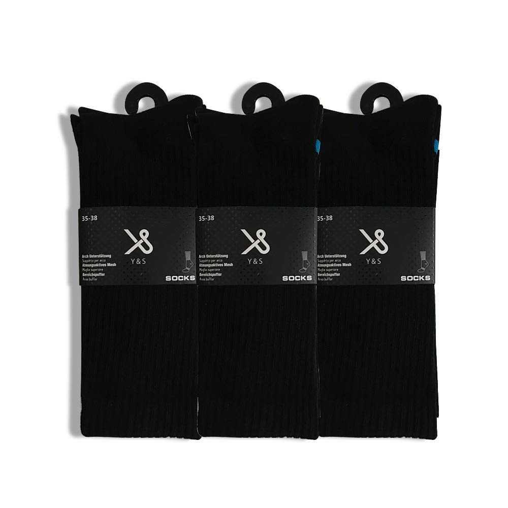 Y&S Sportsocken Herren Damen Wandersocken Trekkingsocken Funktionssocken Laufsocken Atmungsaktiv Unisex Tennissocken 6/12/24 Paar Baumwolle Socken(S,24 Paar)