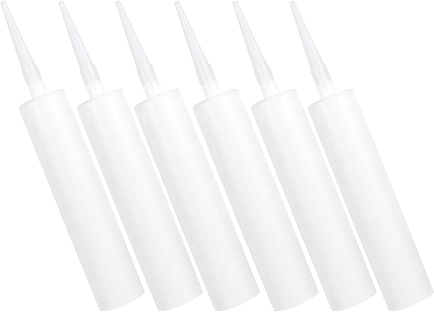 6Pcs Refillable Plastic Caulk Tubes White Sealant Caulking Tubes Empty Glass Glue Dispenser for Home Repair and Adhesive Application