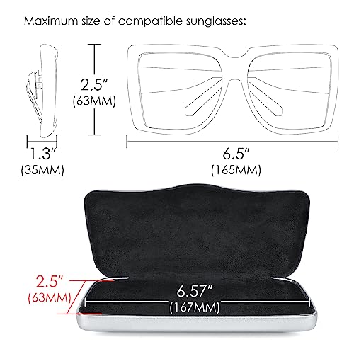 Linkidea Extra Large Hard Shell Sunglasses Case, Oversized Sun Glasses Storage Organizer Compatible with D1OR Missdior B1U EverDior A1U Gucci GG0595S GG0875S GG0351S VERSSACE VE4395 (XXL/Silver)2