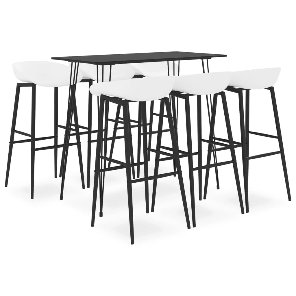vidaXL Ensemble de Bar 7 pcs Noir et Blanc