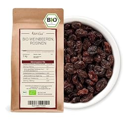 WERBUNG: Kamelur 1kg dunkle BIO Rosinen ungeschwefelt - aromatische Weinbeeren schonend getrocknet und ungezuckert - hochwertige Rosinen BIO zum Verfeinern von Müsli & Co. - JETZT BEI AMAZON KAUFEN!