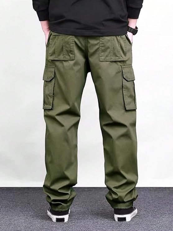 Image of Men Cargo Pants 100% Cotton | Relaxed Fit Utility Cargos for Men with 6 Pockets | Breathable Durable Fabric | Casual Streetwear Travel & Outdoor Pants