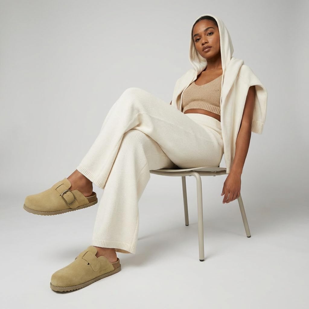 CUSHIONAIRE Women's Blain Genuine Suede Slip-On Clogs with + Memory Foam & Chic Buckle Mule - Comfortable, Non-Slip, Wide Widths Available - Image 7