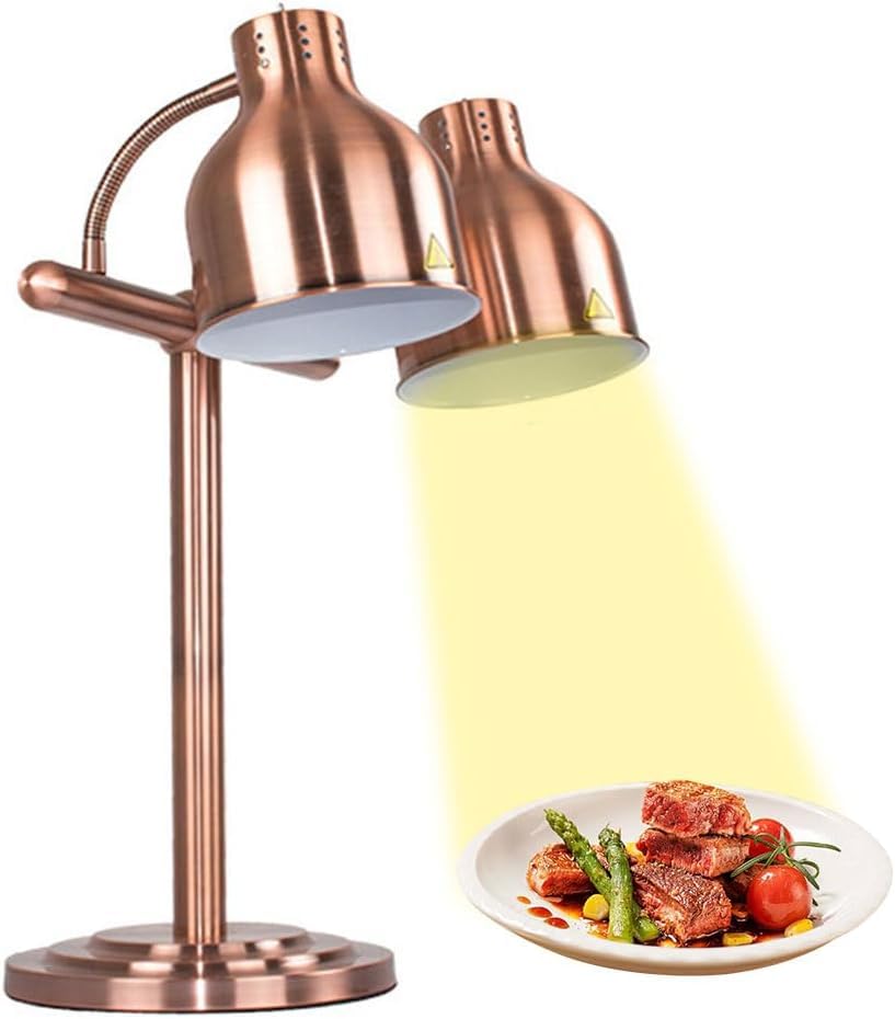 Lampe chauffante pour aliments double tête réglable acier inoxydable A
