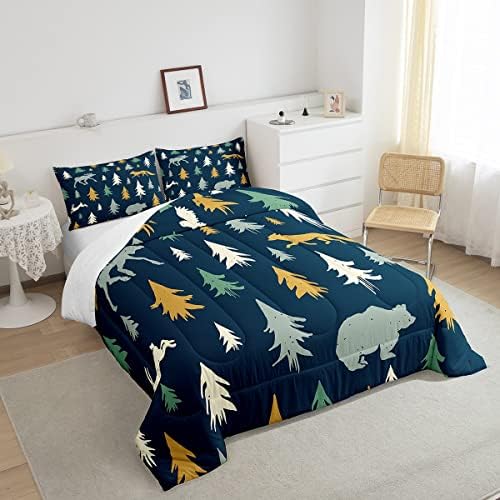 Moose Fox Comforter Set Twin Size Soft Kids Nature Woodland Wild Animal Bedding Set with Pillow Case Farmhouse Bear Bathroom Lightweight Breathable Comforter 4 51scTd0ZcQL. AC