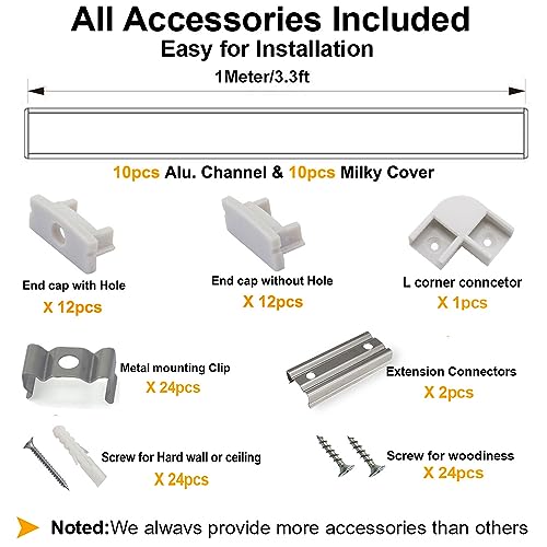 Hunhun CH-01-10 10-Pack 3.3Ft/1Meter U Shape Led Aluminum Channel System thumb #1