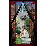 Zanzariere Magnetiche 100 x 75 cm Anti Zanzare Insetti, con Calamita & Pesi, Chiusura Automatica, con Nastro Adesivo, Zanzariera con Cornice Magnetica per Balcone Soggiorno, Nero
