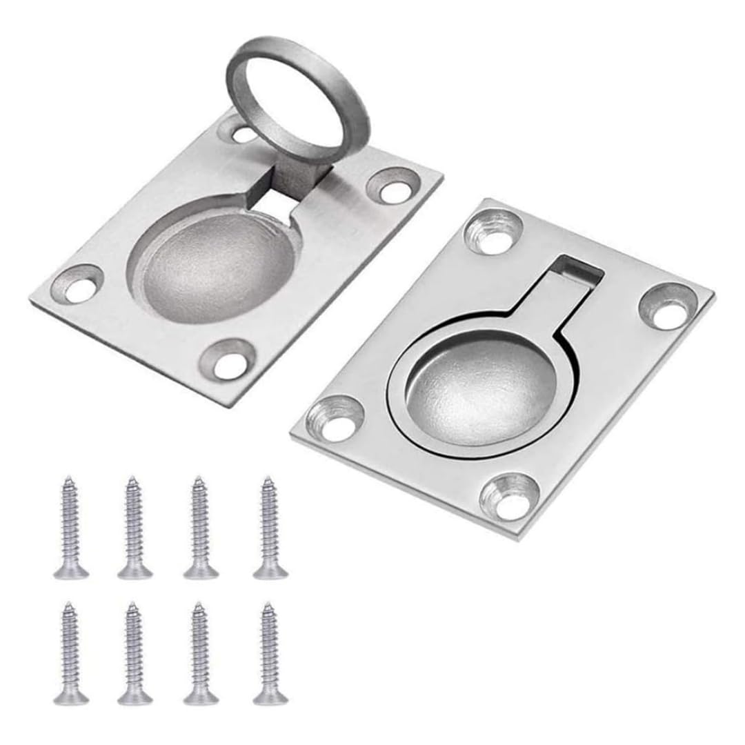 LYMYWUJIN Flush Ring Pull Handle Hatch Locker,Boat Recessed Hatch Latch (48 x 38mm-2Pcs)