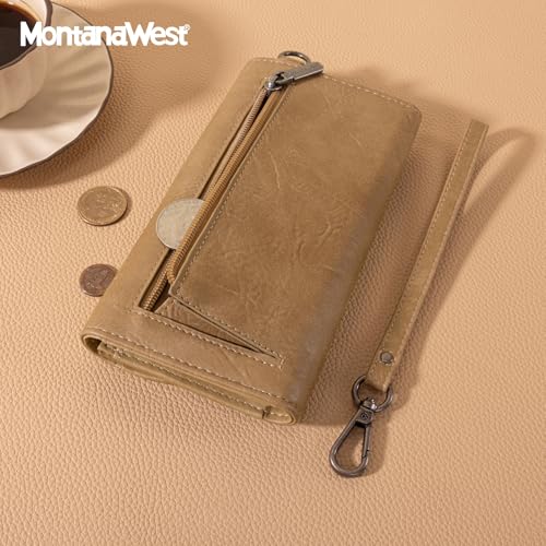 Image of Montana West Wallets for Women Large Phone Wristlet Wallets Trifold Money Organizers with Coin Purse and Wrist Strap