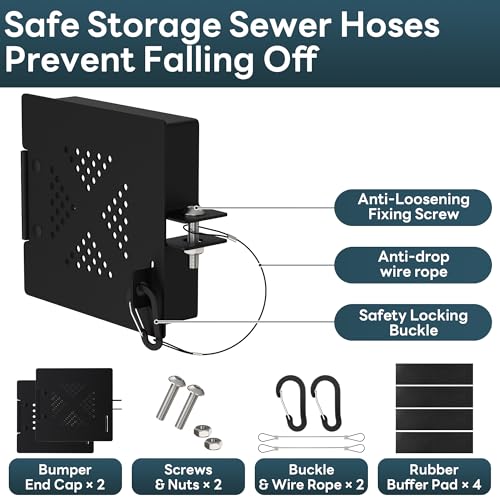 Oture 2-Pack Aluminum RV Bumper End Cap, Fits 4-Inch Square Bumpers, Secure Sewer Hose Storage with No-Insect Vents, Must-Have Trailer Accessories