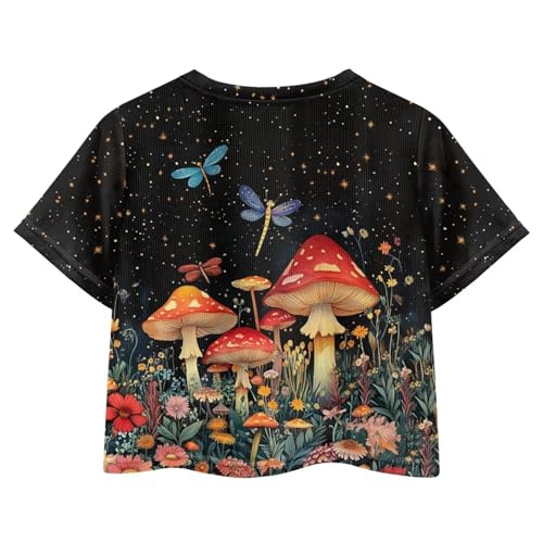 Image of Girls Summer Crop Top Outfits Short Sleeve T Shirts Kids Cute Clothes Tees Blouse