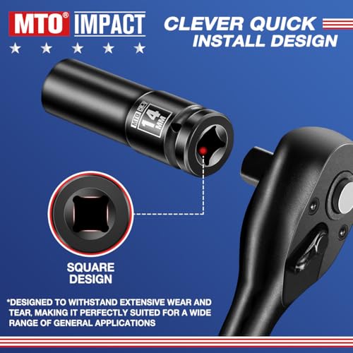 Image of MTO 1 /2 inch Drive 14mm Deep Impact Socket, 6-Point Metric Socket for Automotive Maintaince, CR-V Steel Meets ANSI Standards