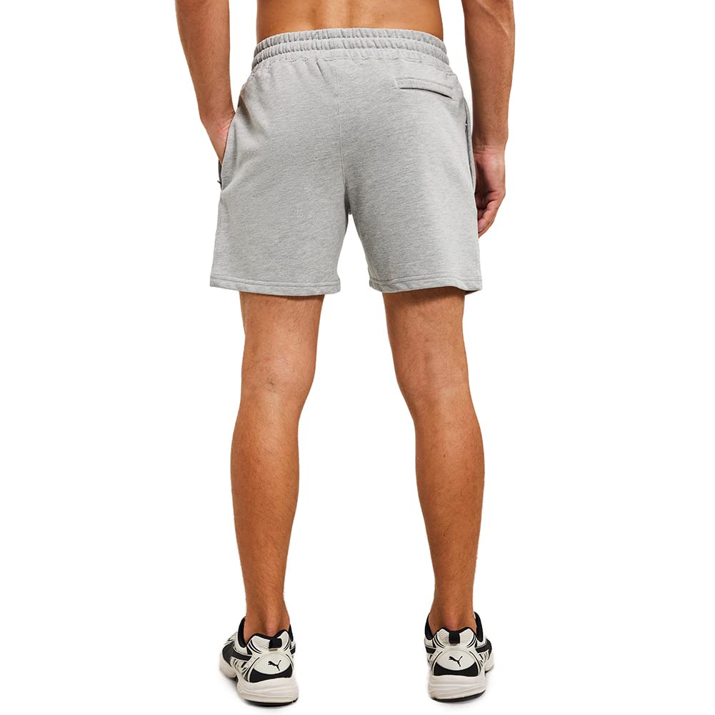 NIMENJOJA Męskie spodenki sportowe 14 cm na siłownię bawełniane joggery treningowe Lounge Jersey spodenki dresowe z kieszenią na zamek błyskawiczny