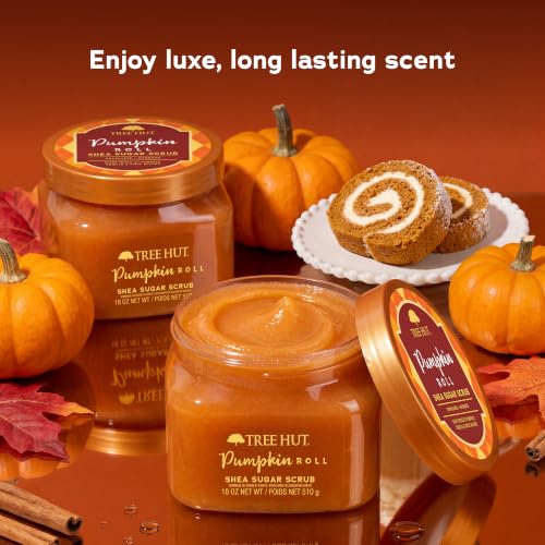 Image of Tree Hut Pumpkin Roll Body Scrub, Exfoliating Sugar Scrub, Vegan, 18 Oz