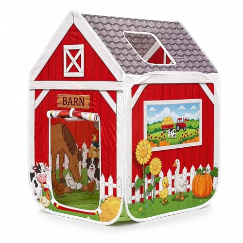 Amplov Red Barn Play Tent for Kids Ages 2+, Farm Animal Pretend Play Tent for Boys & Girls, Indoor Farmhouse Toy Tent, Birthday by Amplov - Used condition - US$33.83