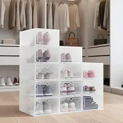 Kit 6 Caixas organizadora para guardar sapato sandália chinelo empilhável Sapateira Gaveta (Transparente)
