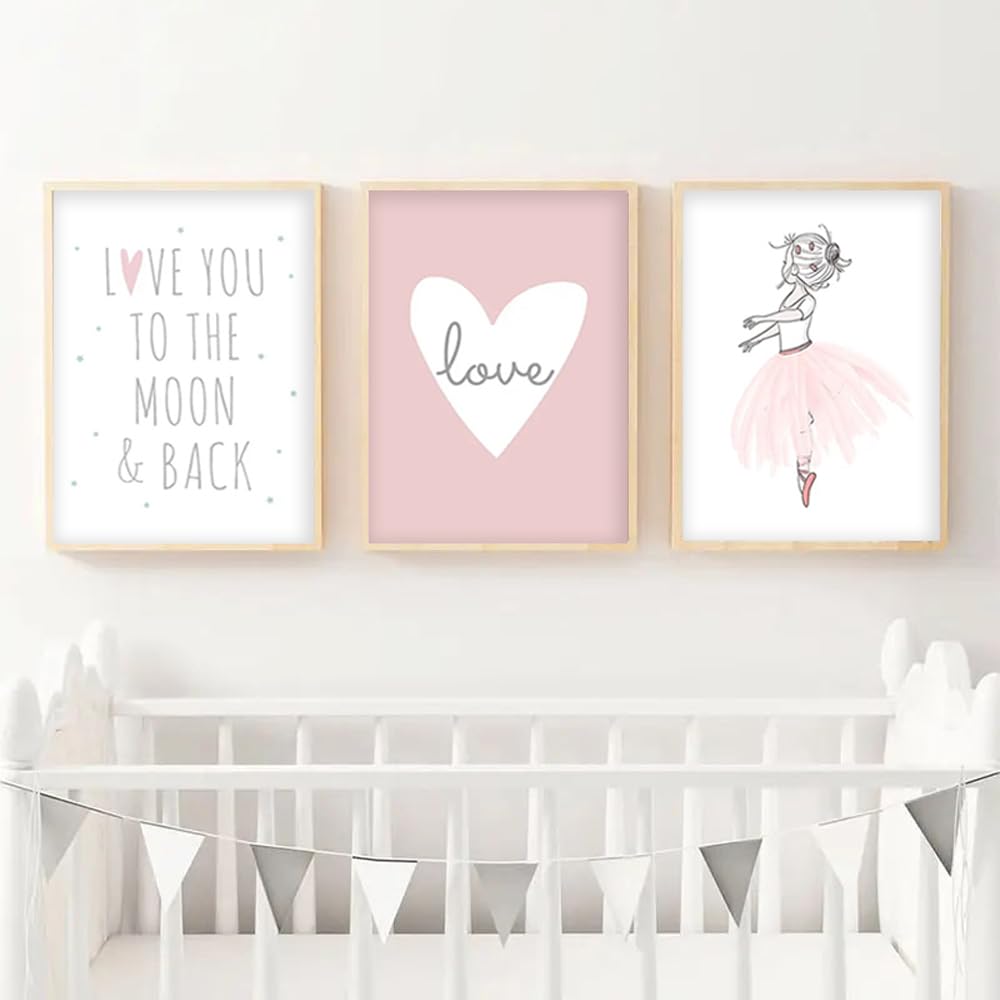 6 Stampe Artistiche Da Parete Con Fiocchi Rosa Alla Moda, Poster Per La Decorazione Della Stanza, Stampa Artistica Su Tela Con Fiocco Rosa Chiaro, Immagini Decorative Da Parete 25*20CM (Incorniciato