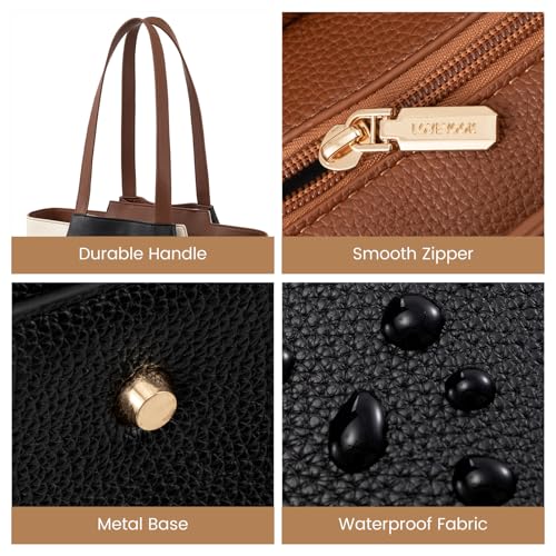 Image of LOVEVOOK Laptop Tote for Women - 15.6 Inch Faux Leather Laptop Bag with Clutch, Large Capacity Office Purse Computer