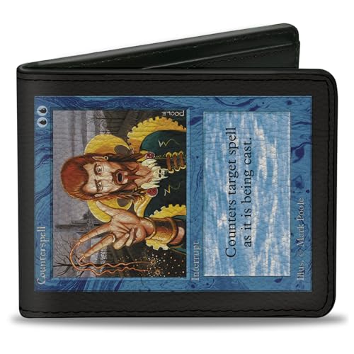 Buckle-Down Wizards of the Coast Wallet, Bifold, Magic the Gathering Counterspell Deckmaster Card Replica, Vegan Leather