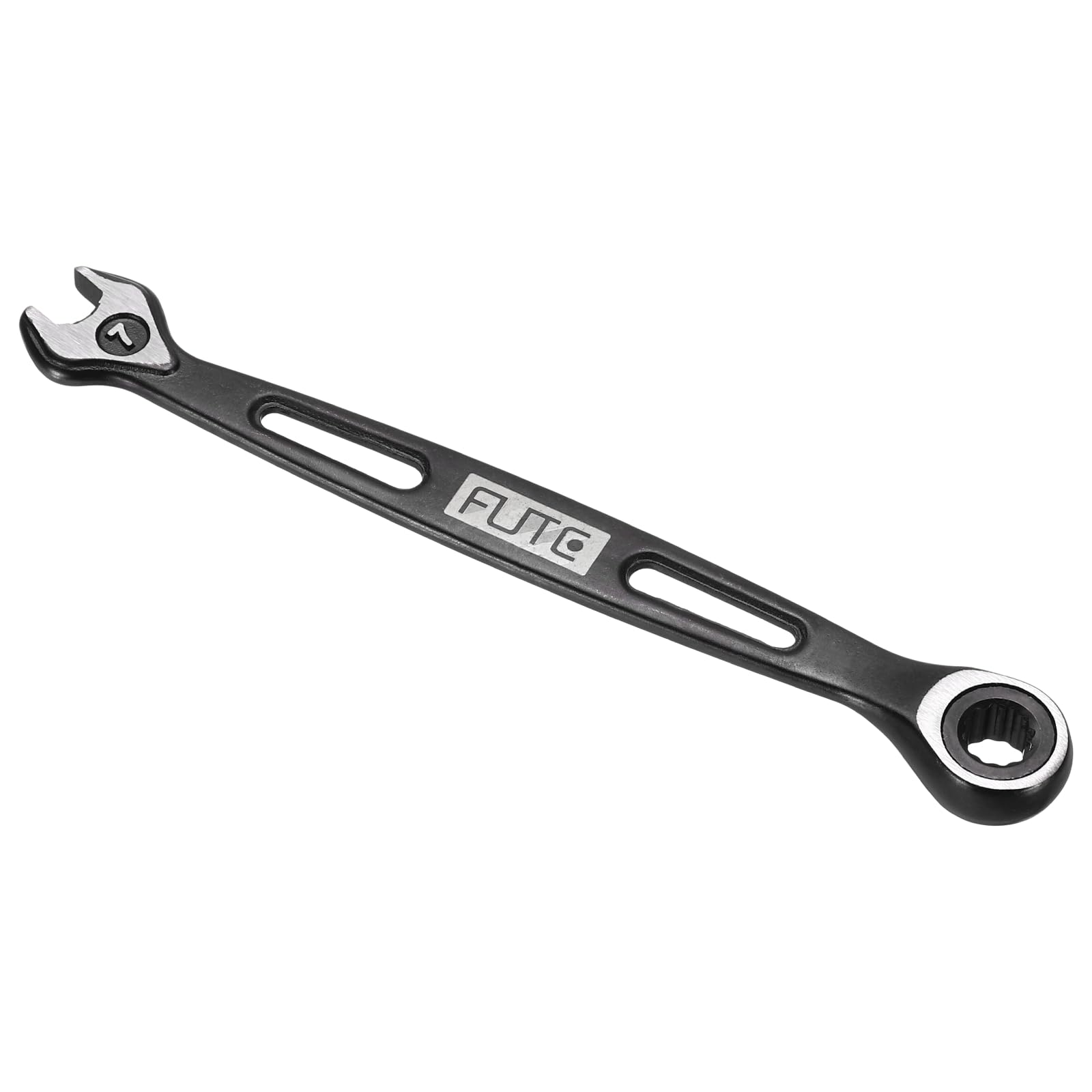 sourcing map Ratcheting Combination Wrench 7mm Stubby Wrench Metric High Carbon Steel Double 12-Point Box Open-Ended Ratchet Spanner Tool for Household Garage Workshop Auto Repairs, Black