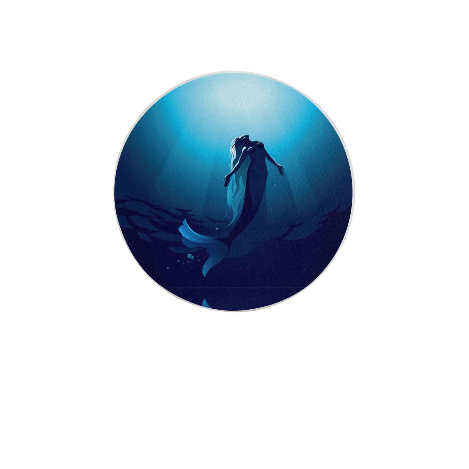 Blue Mermaid Print Round Diatomite Coasters (Multipack), Fast-Drying, Drink Coasters For Multipurpose Use