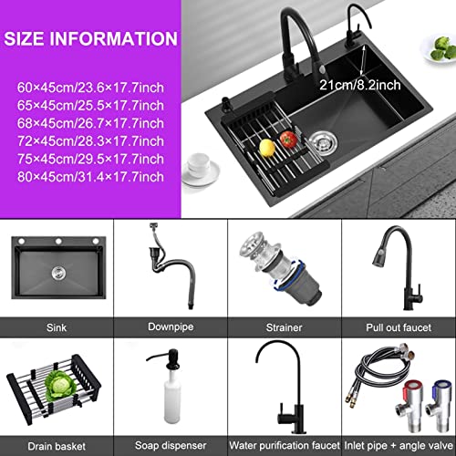 Évier de cuisine noir gris avec robinet extractible pour simplifier votre vaisselle - 8