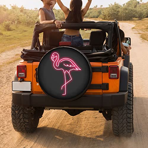 Image of Pink Flamingo Spare Tire Cover Dust-Proof Wheel Tire Cover Fit Trailer, RV, SUV and Many Vehicle 17 Inch
