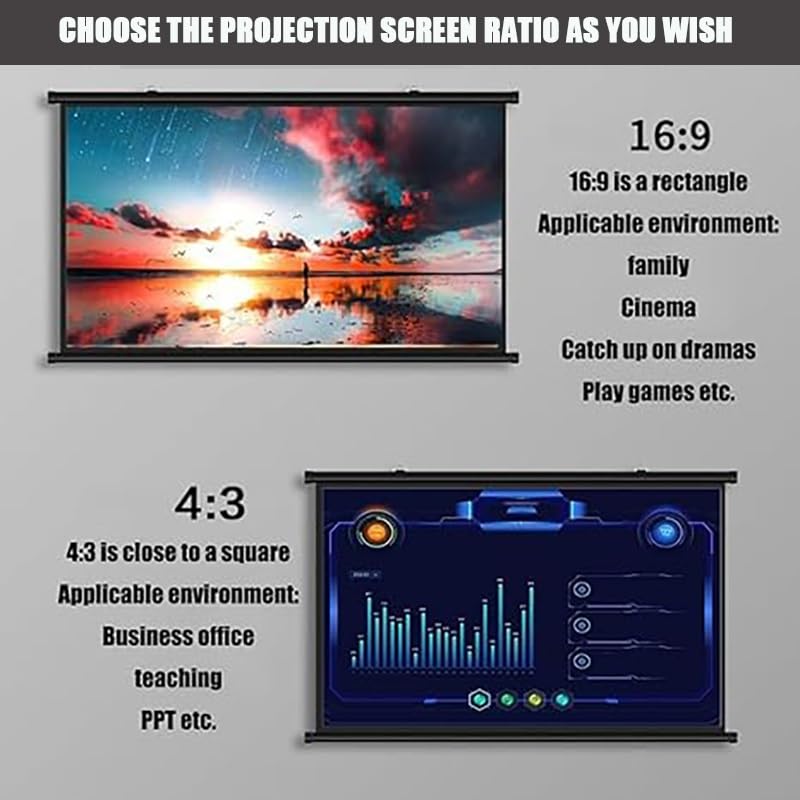 Pantalla de proyección HD 4K retráctil de 60 pulgadas 16:9 miniatura 2