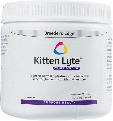 Breeder's Edge Kitten Lyte- Suplemento de electrolitos felinos para gatos y gatitos, 10.58 oz