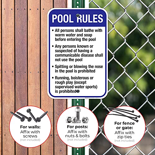 Cartel Reglas Piscina Connecticut 12x18 Pulgadas Aluminio miniatura 4