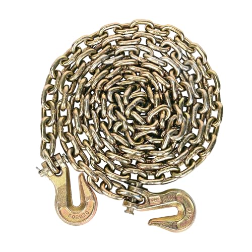 Aain 5/16" Transport Load Binder Chain, 20 ft Tie Down Chains for Trailers G80 Tow Chain for Load Tie-Down Fixed Cargo Flatbed Truck Heavy Duty Safety Chains with Clevis Grab Hooks G70-4,900 lbs WLL