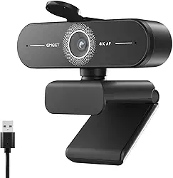 EMEET C60E 4K Webcam para PC - foco automático PDAF, microfones duplos com cancelamento de ruído, FOV de 73°, correção automática de luz, USB Plug&Play